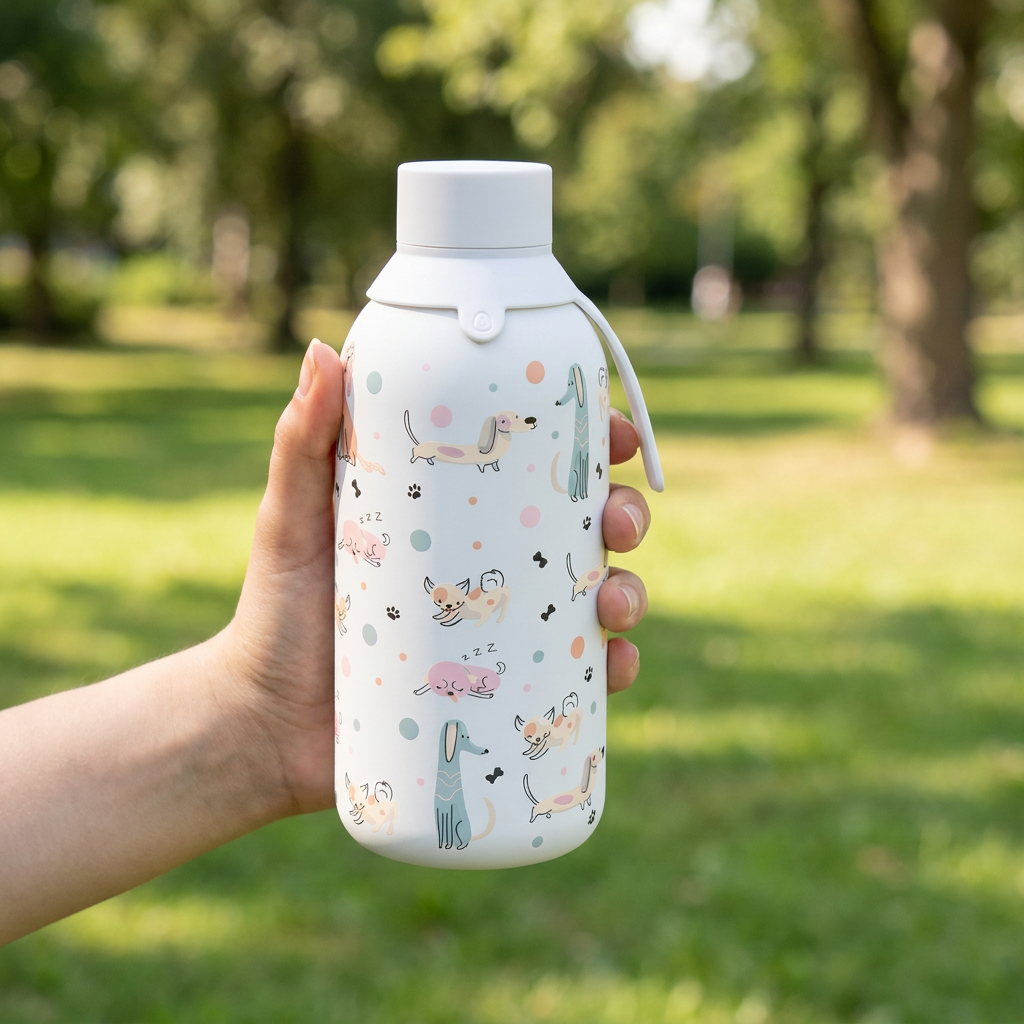 Botella Térmica de Acero Inoxidable con Interior Cerámico y Doble Tapón – Dot & Woof | Aurea