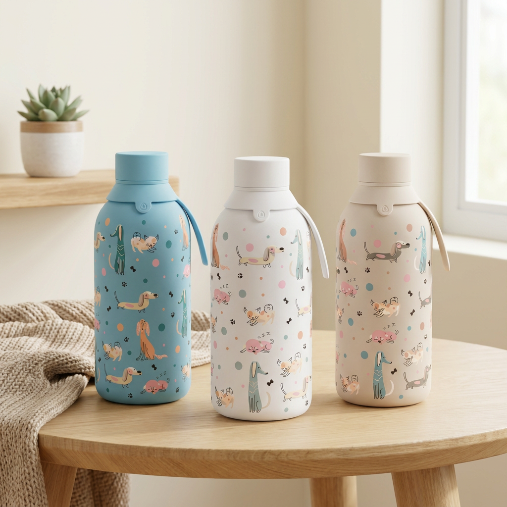 Botella Térmica de Acero Inoxidable con Interior Cerámico y Doble Tapón – Dot & Woof | Aurea