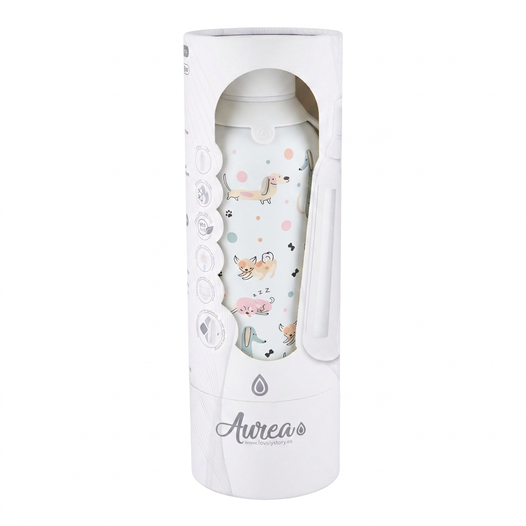 Botella Térmica de Acero Inoxidable con Interior Cerámico y Doble Tapón – Dot & Woof | Aurea