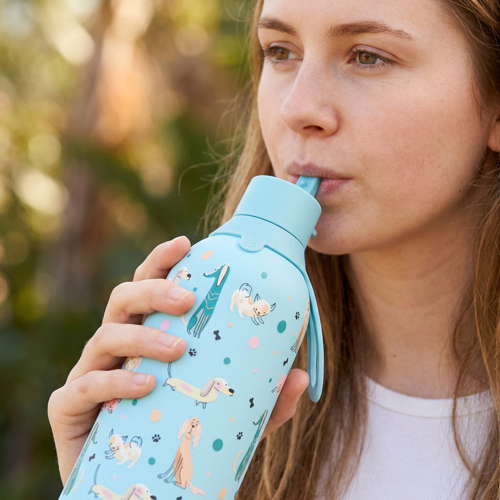 Botella Térmica de Acero Inoxidable con Interior Cerámico y Doble Tapón – Dot & Woof | Aurea