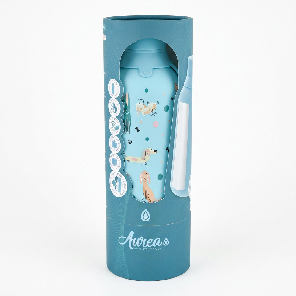 Botella Térmica de Acero Inoxidable con Interior Cerámico y Doble Tapón – Dot & Woof | Aurea