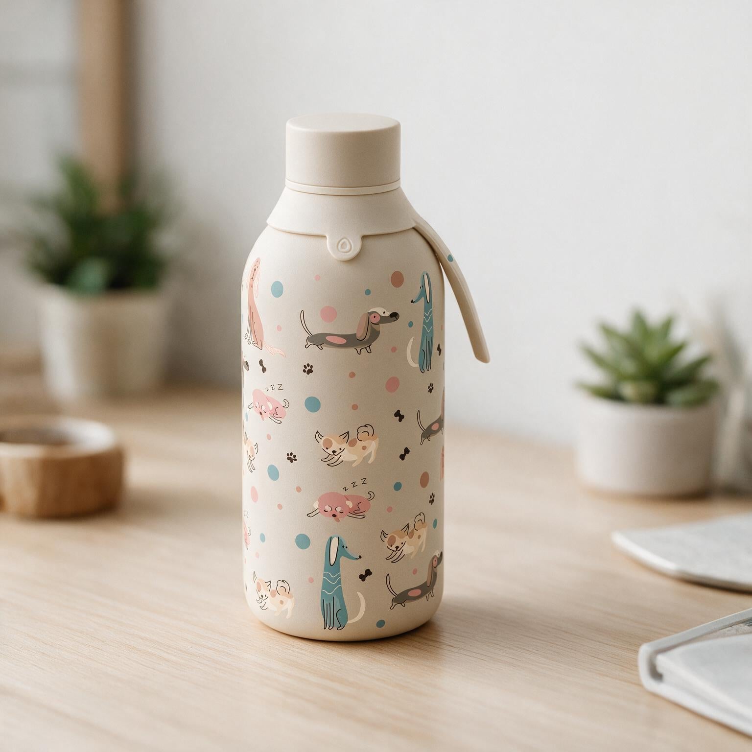 Botella Térmica de Acero Inoxidable con Interior Cerámico y Doble Tapón – Dot & Woof | Aurea