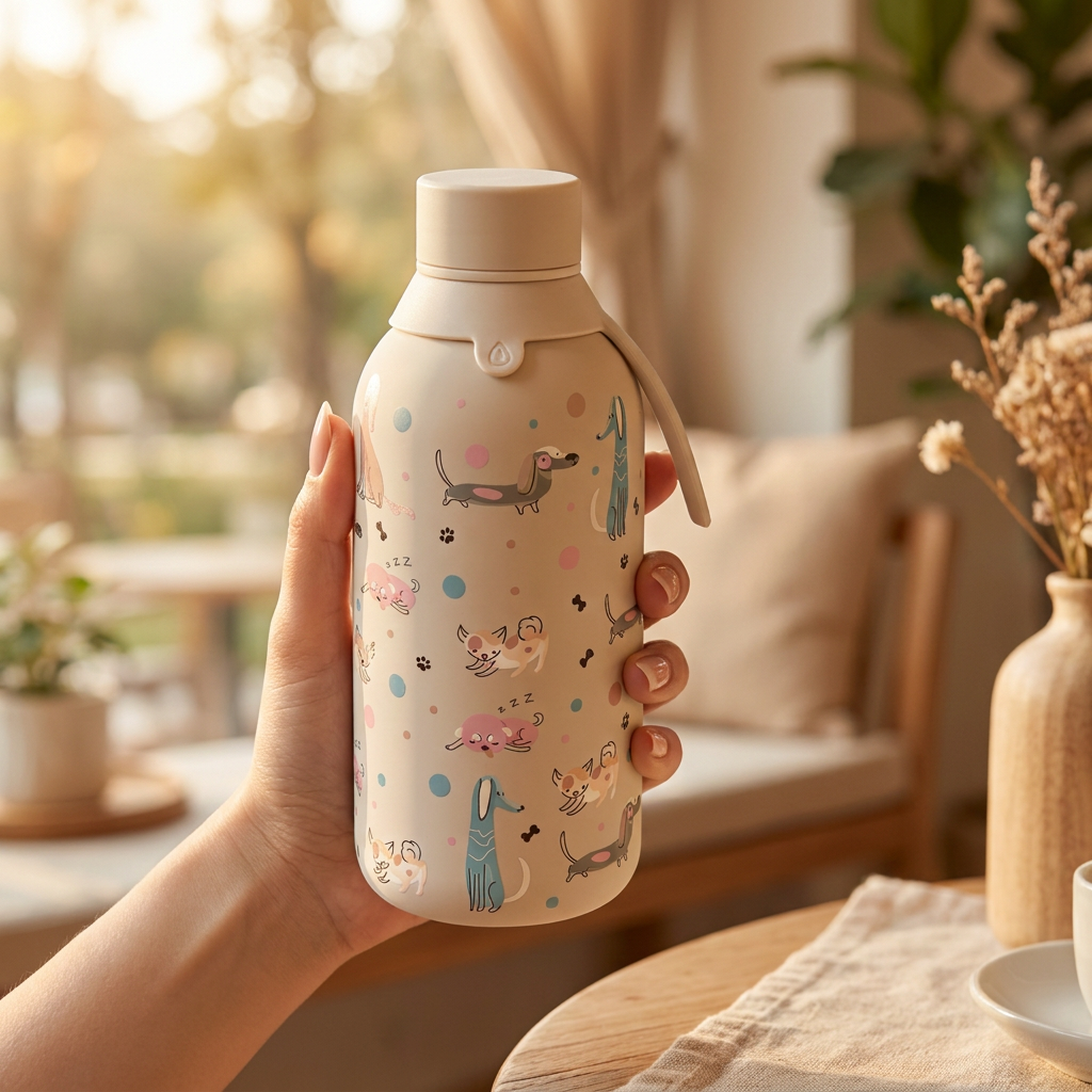 Botella Térmica de Acero Inoxidable con Interior Cerámico y Doble Tapón – Dot & Woof | Aurea