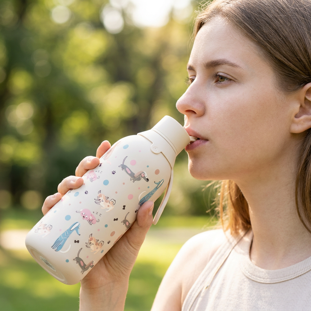 Botella Térmica de Acero Inoxidable con Interior Cerámico y Doble Tapón – Dot & Woof | Aurea