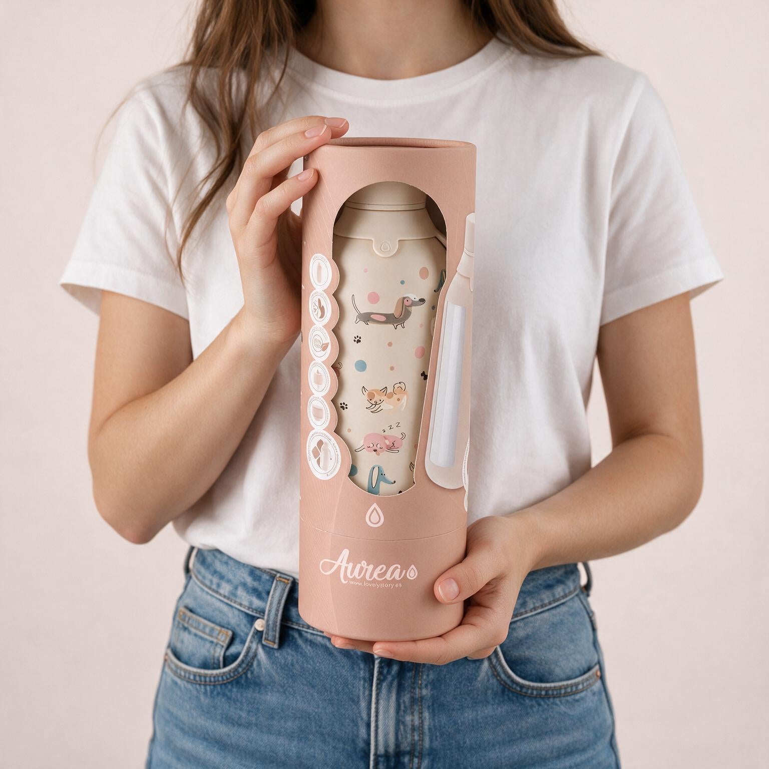 Botella Térmica de Acero Inoxidable con Interior Cerámico y Doble Tapón – Dot & Woof | Aurea