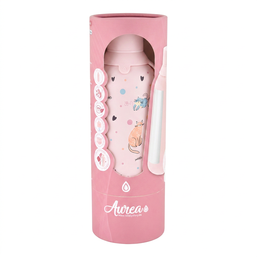 Botella Térmica de Acero Inoxidable con Interior Cerámico y Doble Tapón – Dot & Meow | Aurea