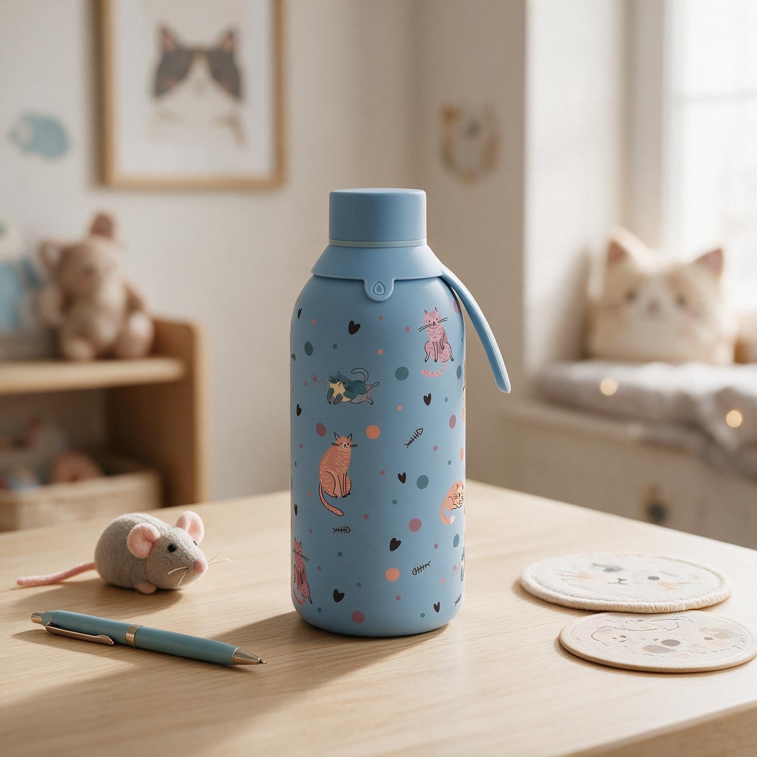 Botella Térmica de Acero Inoxidable con Interior Cerámico y Doble Tapón – Dot & Meow | Aurea