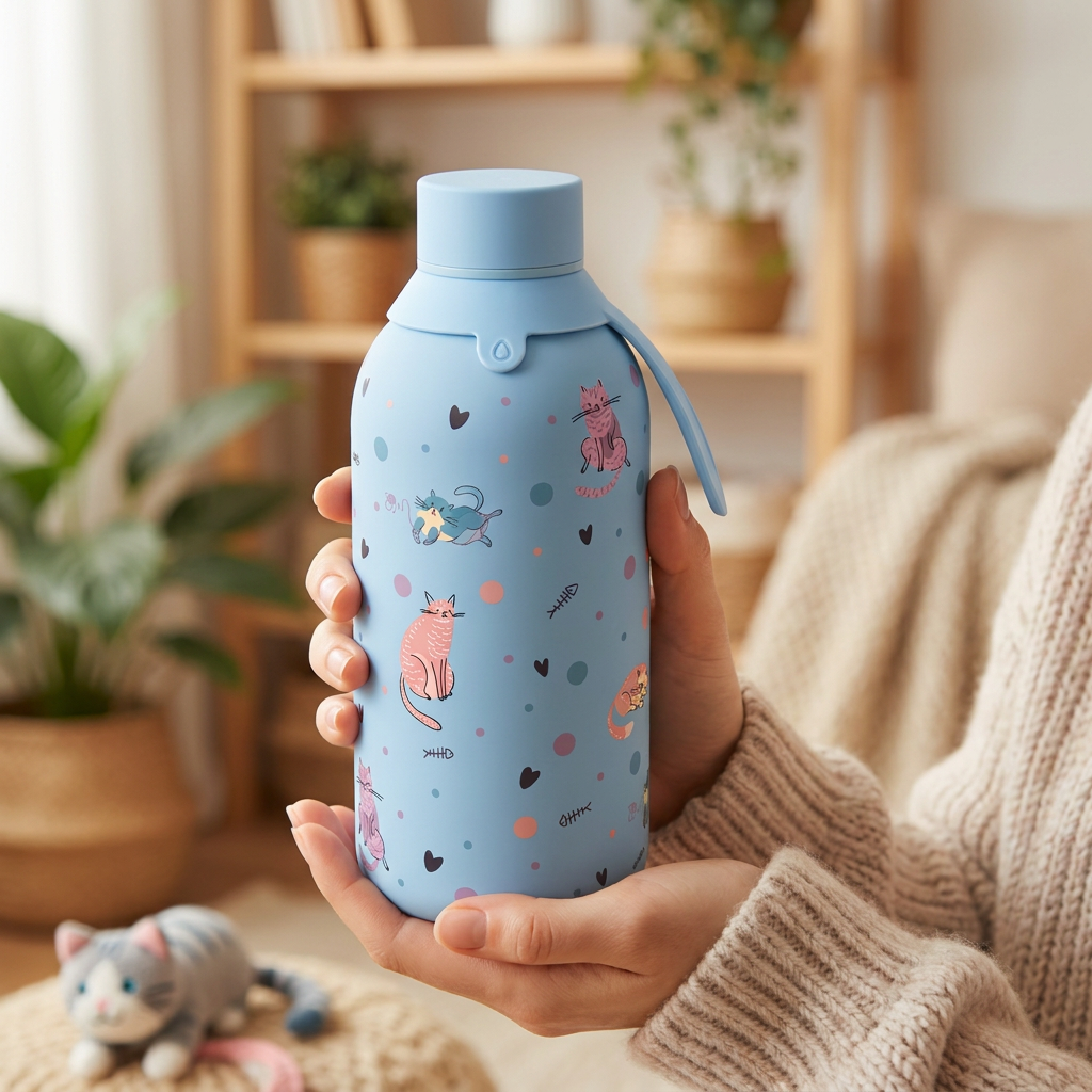 Botella Térmica de Acero Inoxidable con Interior Cerámico y Doble Tapón – Dot & Meow | Aurea