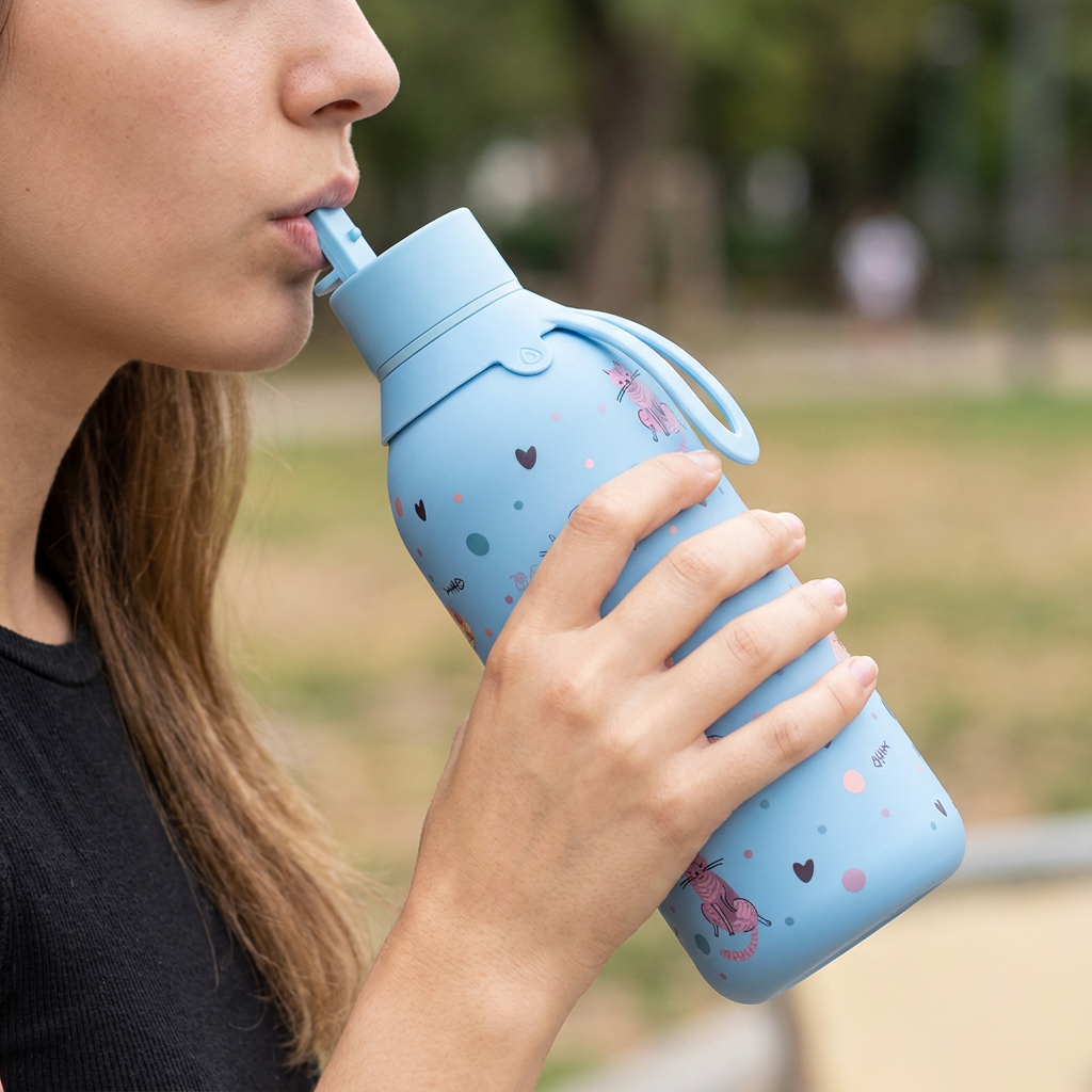 Botella Térmica de Acero Inoxidable con Interior Cerámico y Doble Tapón – Dot & Meow | Aurea