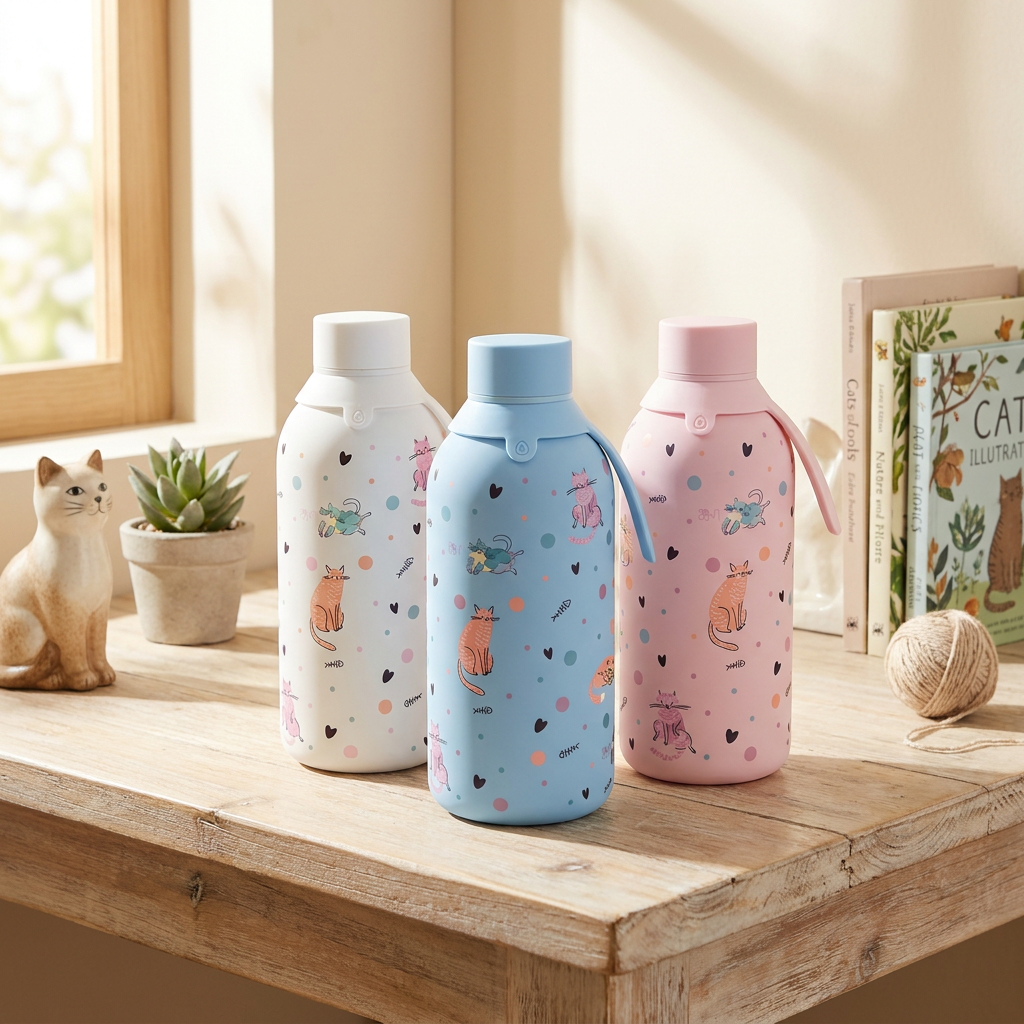 Botella Térmica de Acero Inoxidable con Interior Cerámico y Doble Tapón – Dot & Meow | Aurea