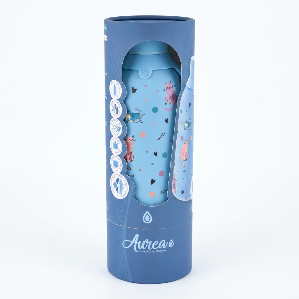 Botella Térmica de Acero Inoxidable con Interior Cerámico y Doble Tapón – Dot & Meow | Aurea