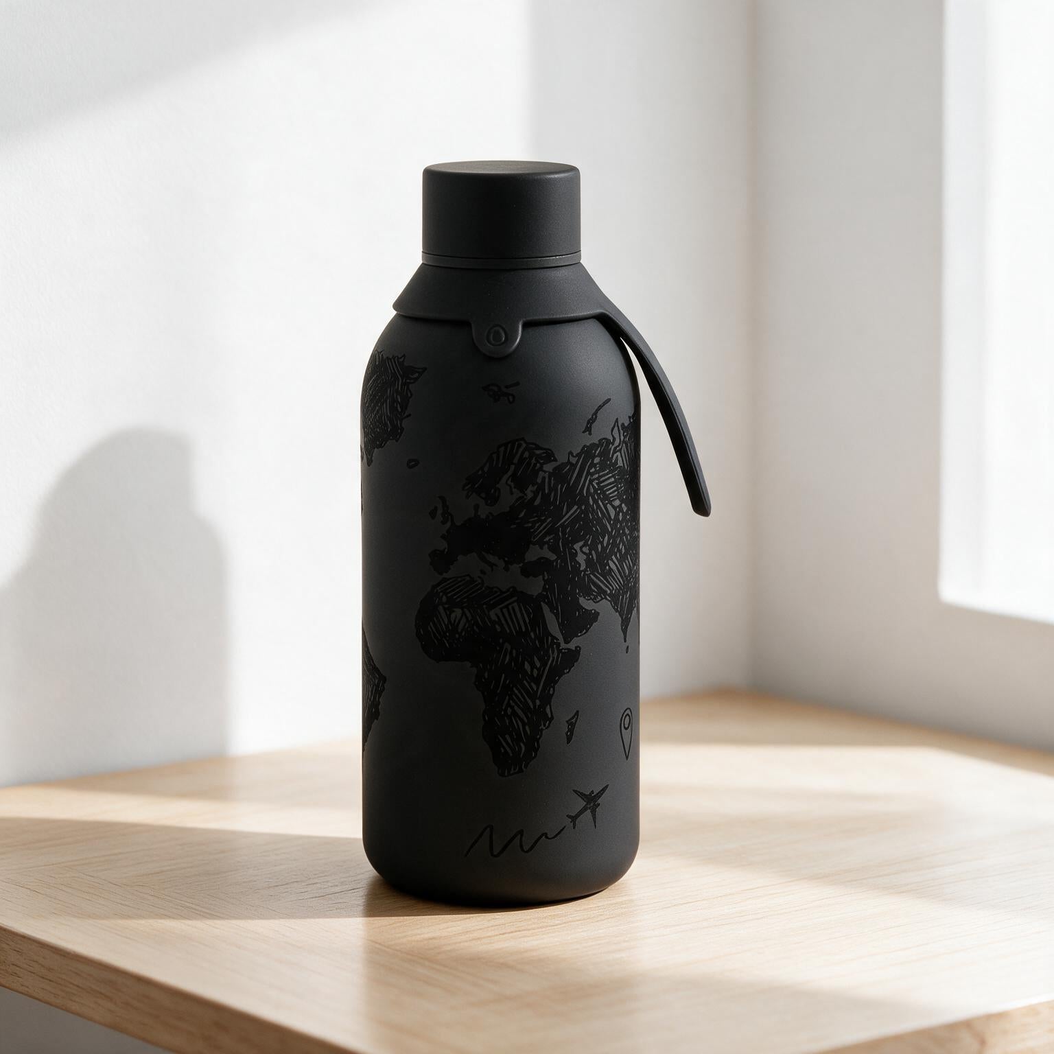 Botella Térmica de Acero Inoxidable con Interior Cerámico y Doble Tapón – Sketch Maps | Aurea