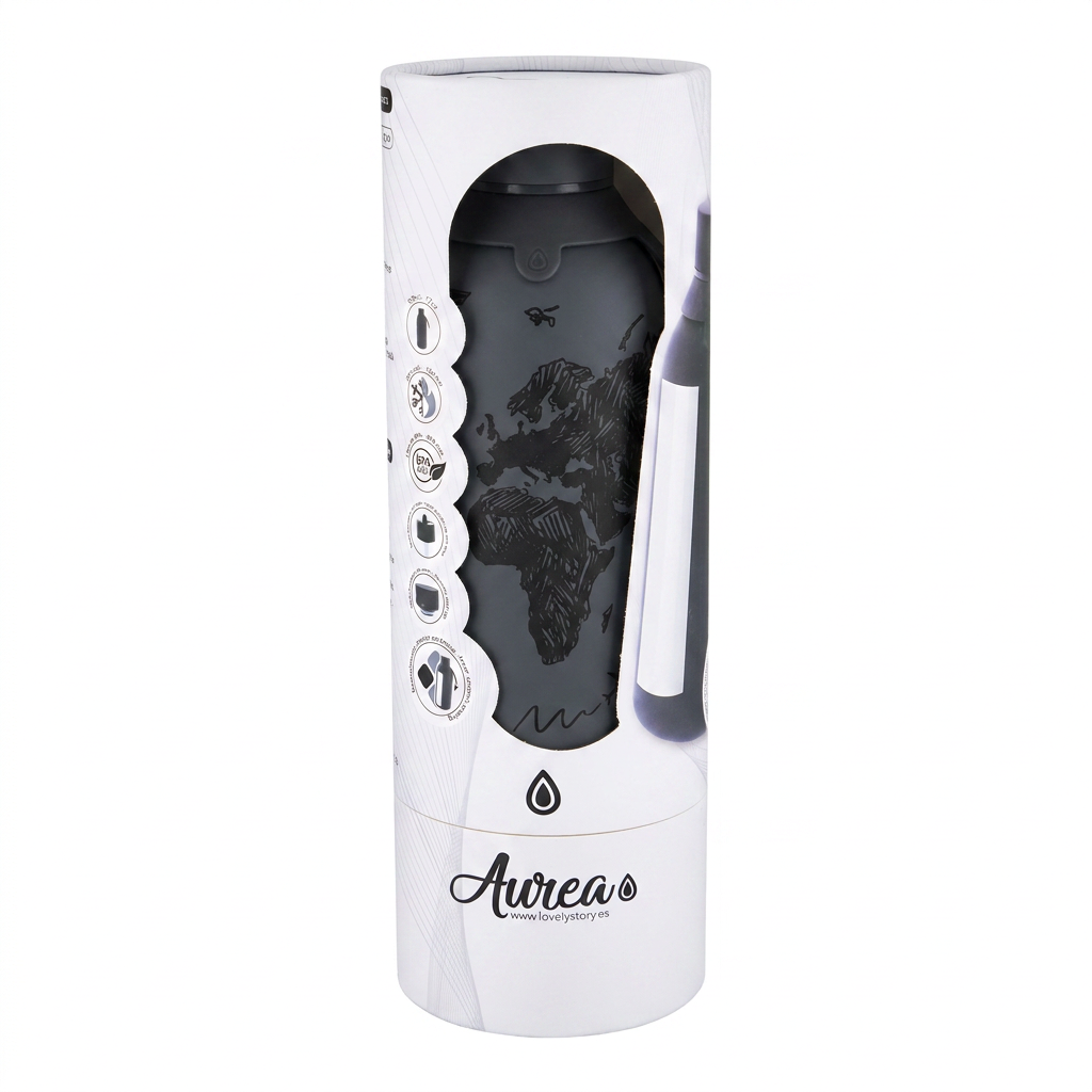 Botella Térmica de Acero Inoxidable con Interior Cerámico y Doble Tapón – Sketch Maps | Aurea