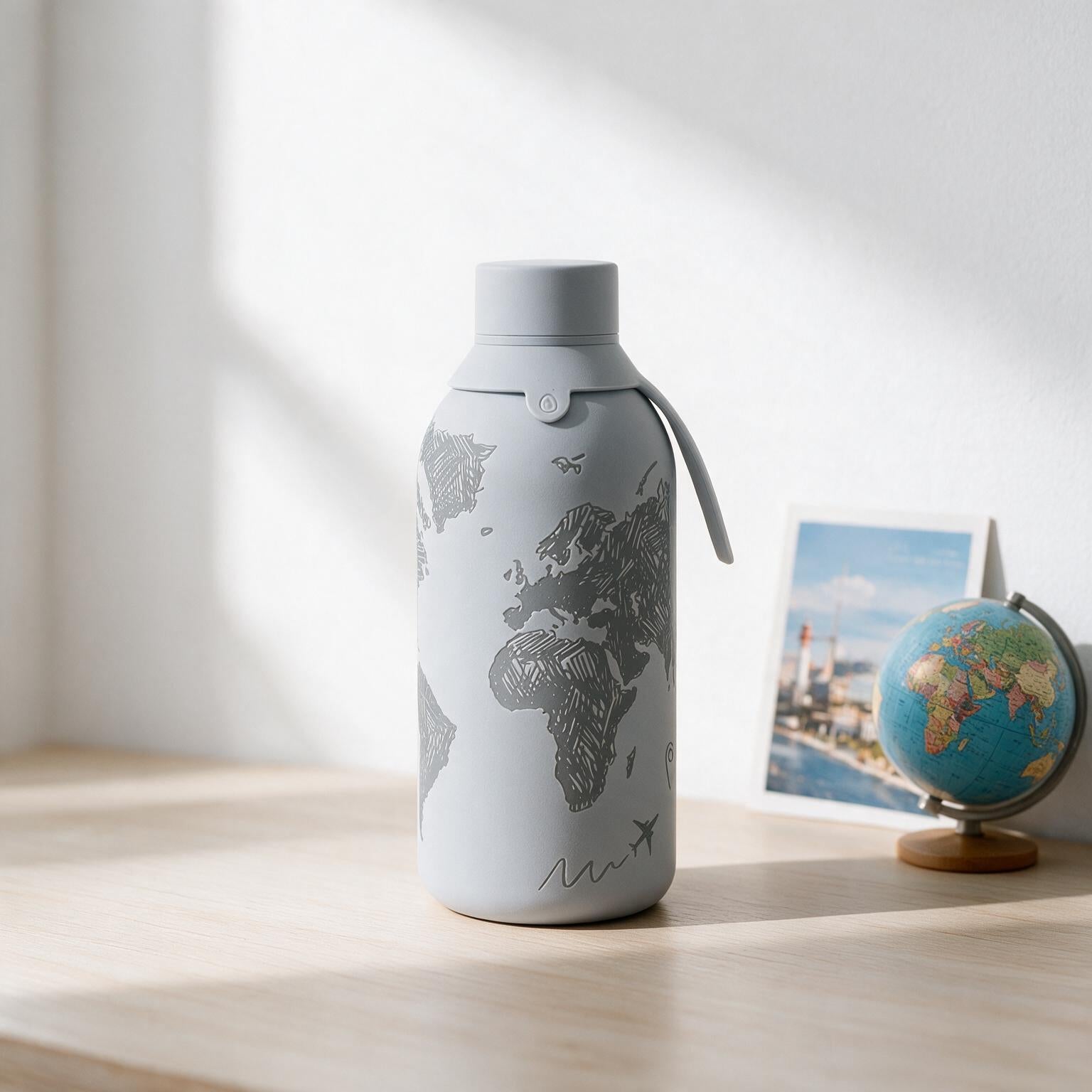 Botella Térmica de Acero Inoxidable con Interior Cerámico y Doble Tapón – Sketch Maps | Aurea