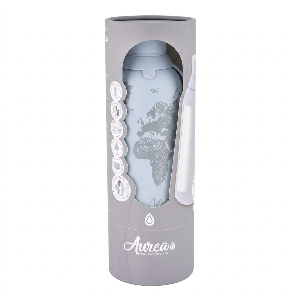 Botella Térmica de Acero Inoxidable con Interior Cerámico y Doble Tapón – Sketch Maps | Aurea