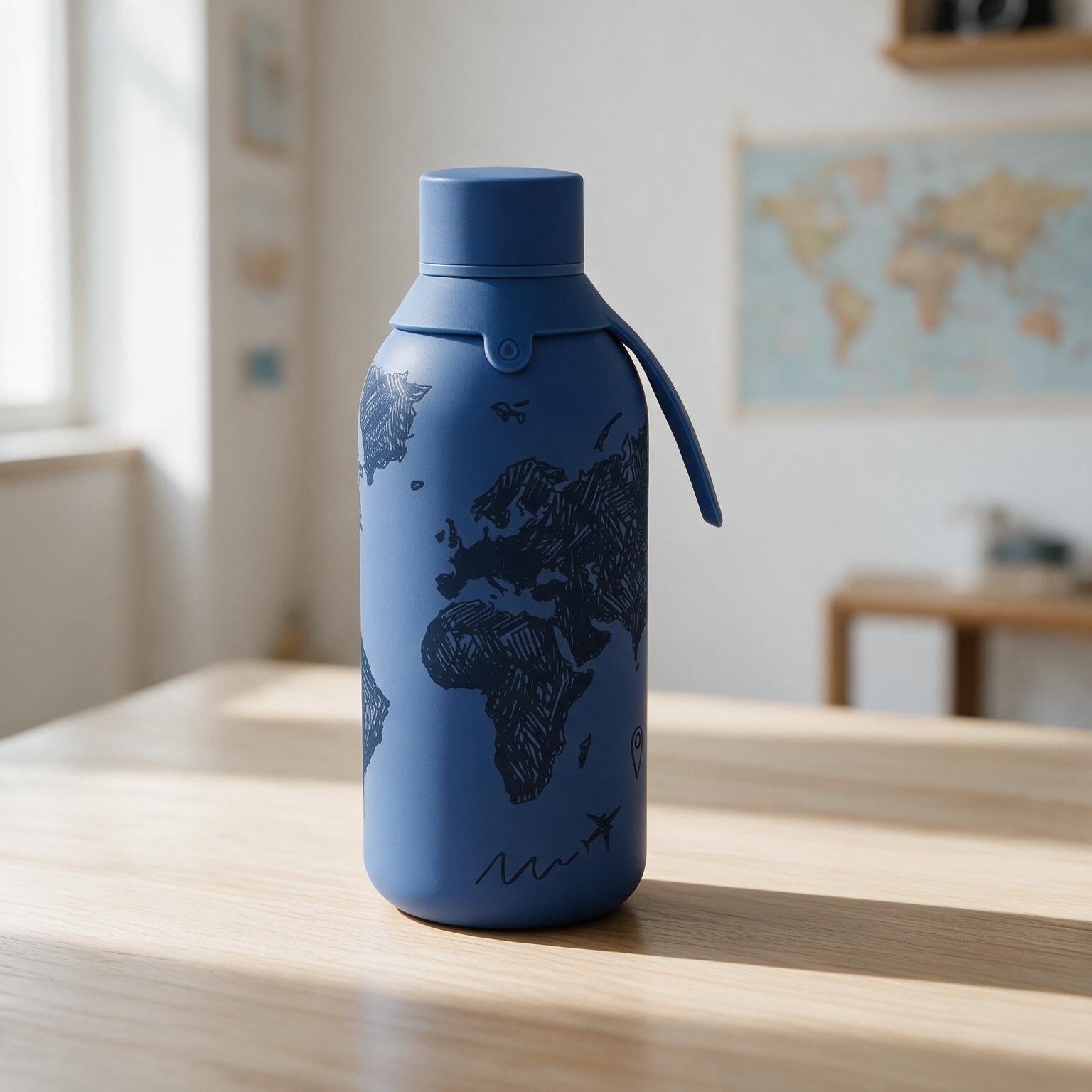 Botella Térmica de Acero Inoxidable con Interior Cerámico y Doble Tapón – Sketch Maps | Aurea