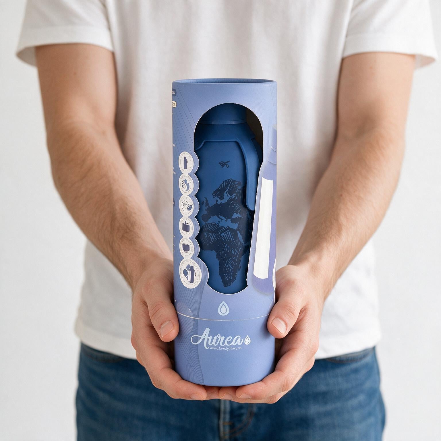Botella Térmica de Acero Inoxidable con Interior Cerámico y Doble Tapón – Sketch Maps | Aurea