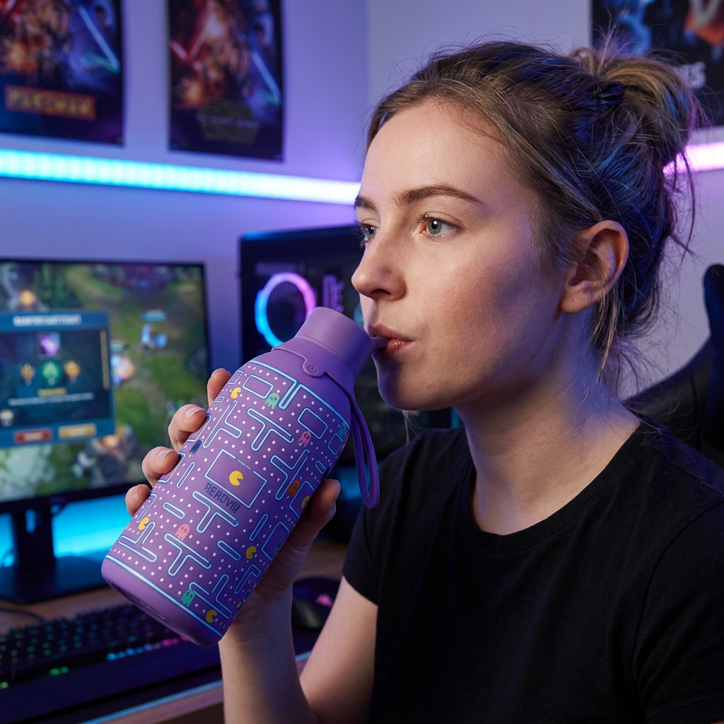 Botella Térmica de Acero Inoxidable con Interior Cerámico y Doble Tapón – Pixel Run | Aurea