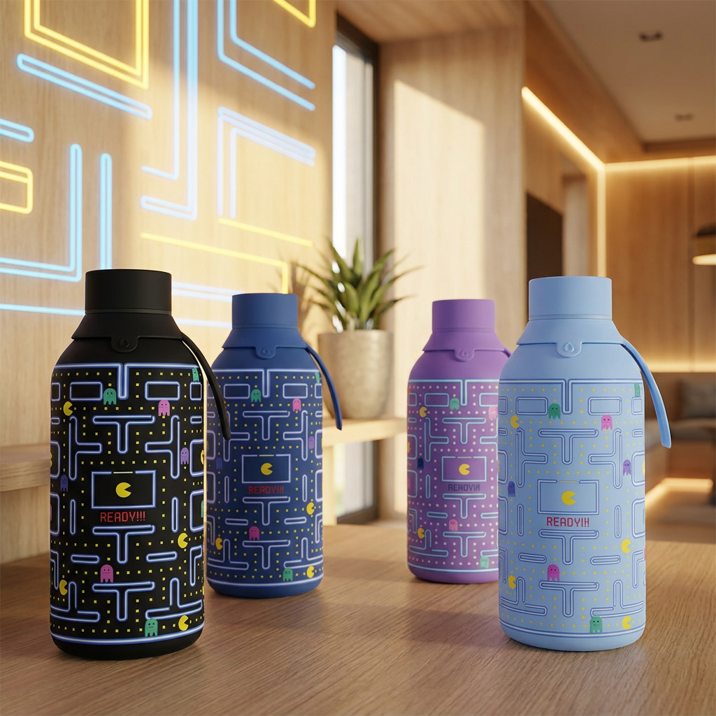 Botella Térmica de Acero Inoxidable con Interior Cerámico y Doble Tapón – Pixel Run | Aurea