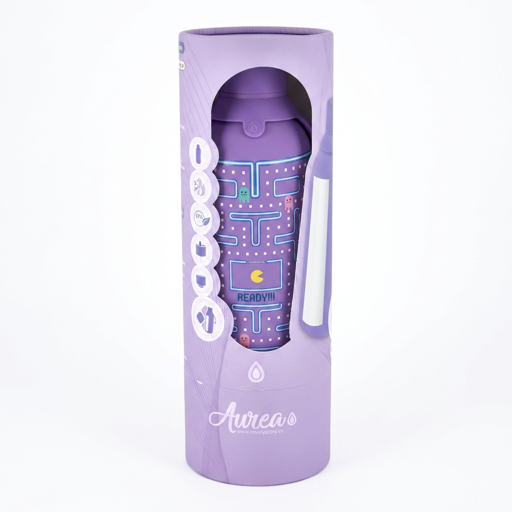 Botella Térmica de Acero Inoxidable con Interior Cerámico y Doble Tapón – Pixel Run | Aurea