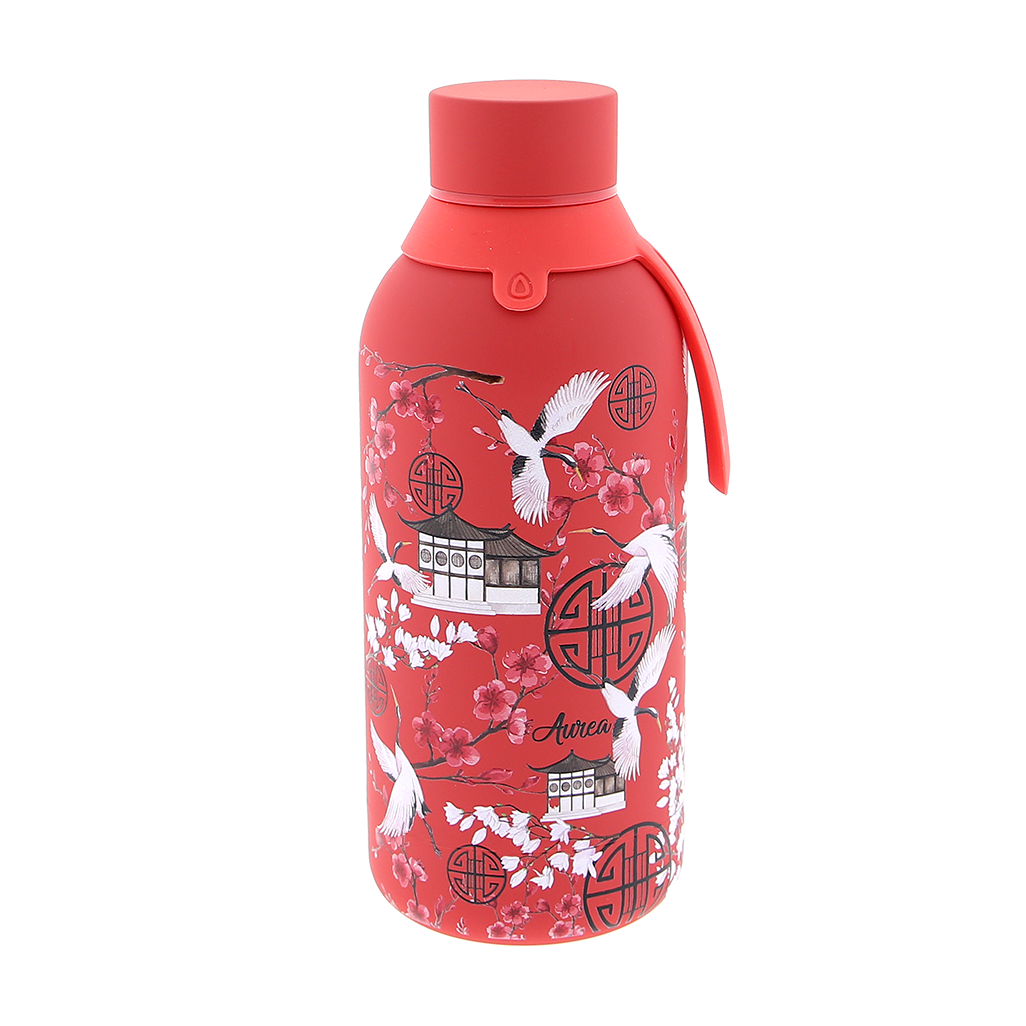 Botella Térmica de Acero Inoxidable con Interior Cerámico y Doble Tapón – Japan Vibes | Aurea
