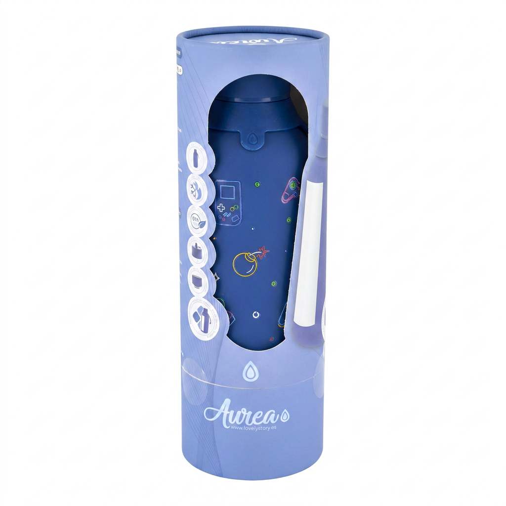 Botella Térmica de Acero Inoxidable con Interior Cerámico y Doble Tapón – Neon Gamer | Aurea
