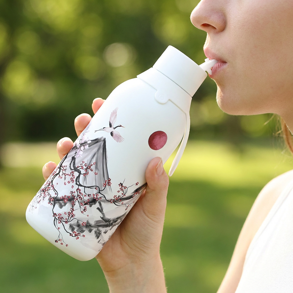 Botella Térmica de Acero Inoxidable con Interior Cerámico y Doble Tapón – Echoes Of Japan | Aurea