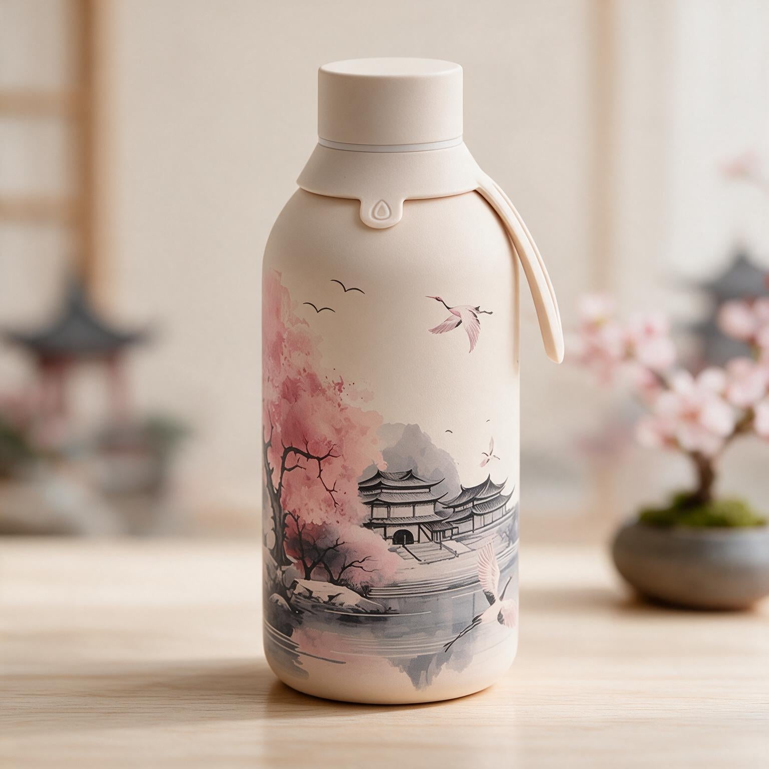 Botella Térmica de Acero Inoxidable con Interior Cerámico y Doble Tapón – Echoes Of Japan | Aurea