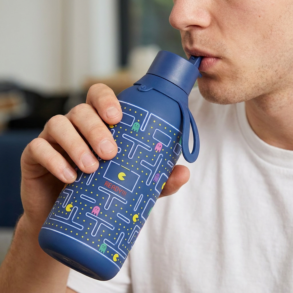 Botella Térmica de Acero Inoxidable con Interior Cerámico y Doble Tapón – Pixel Run | Aurea