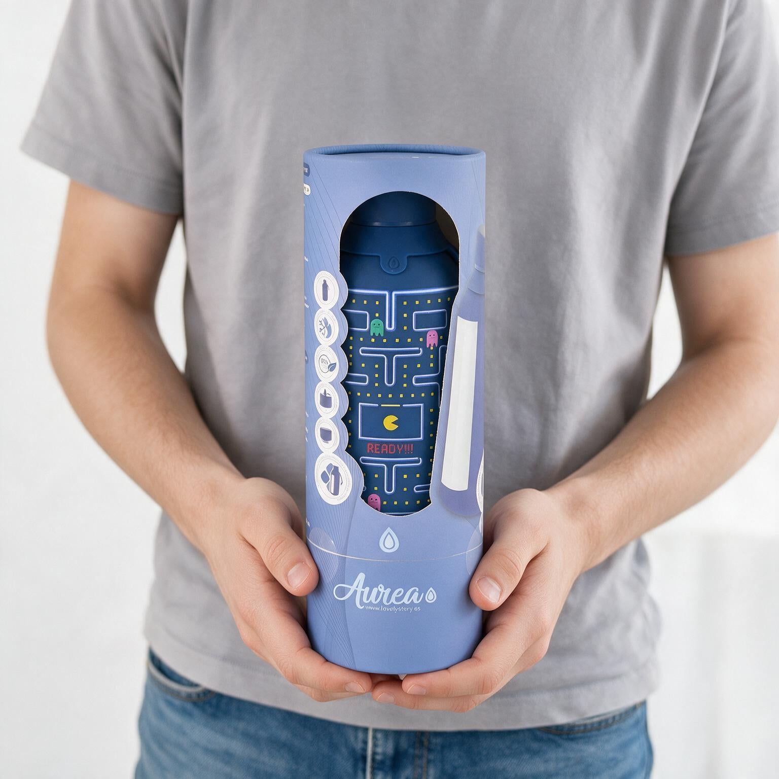 Botella Térmica de Acero Inoxidable con Interior Cerámico y Doble Tapón – Pixel Run | Aurea