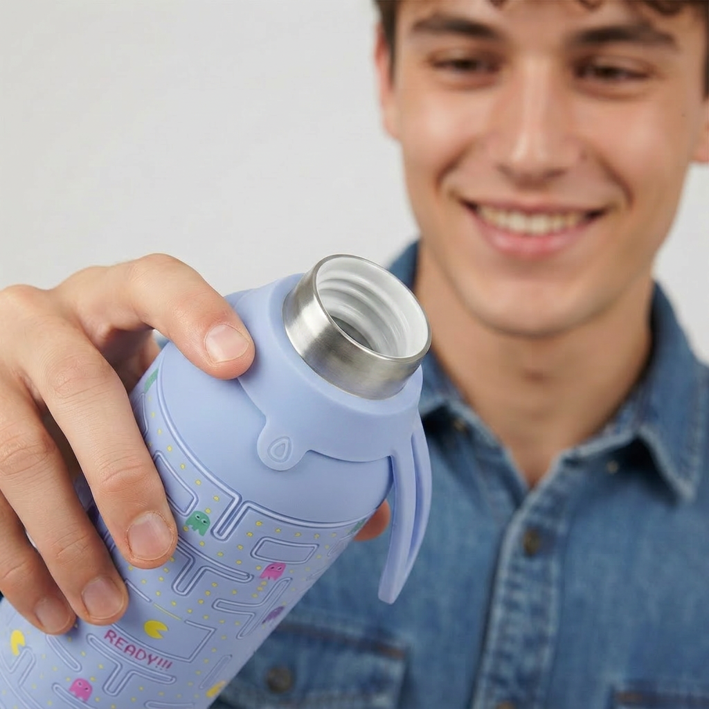 Botella Térmica de Acero Inoxidable con Interior Cerámico y Doble Tapón – Pixel Run | Aurea