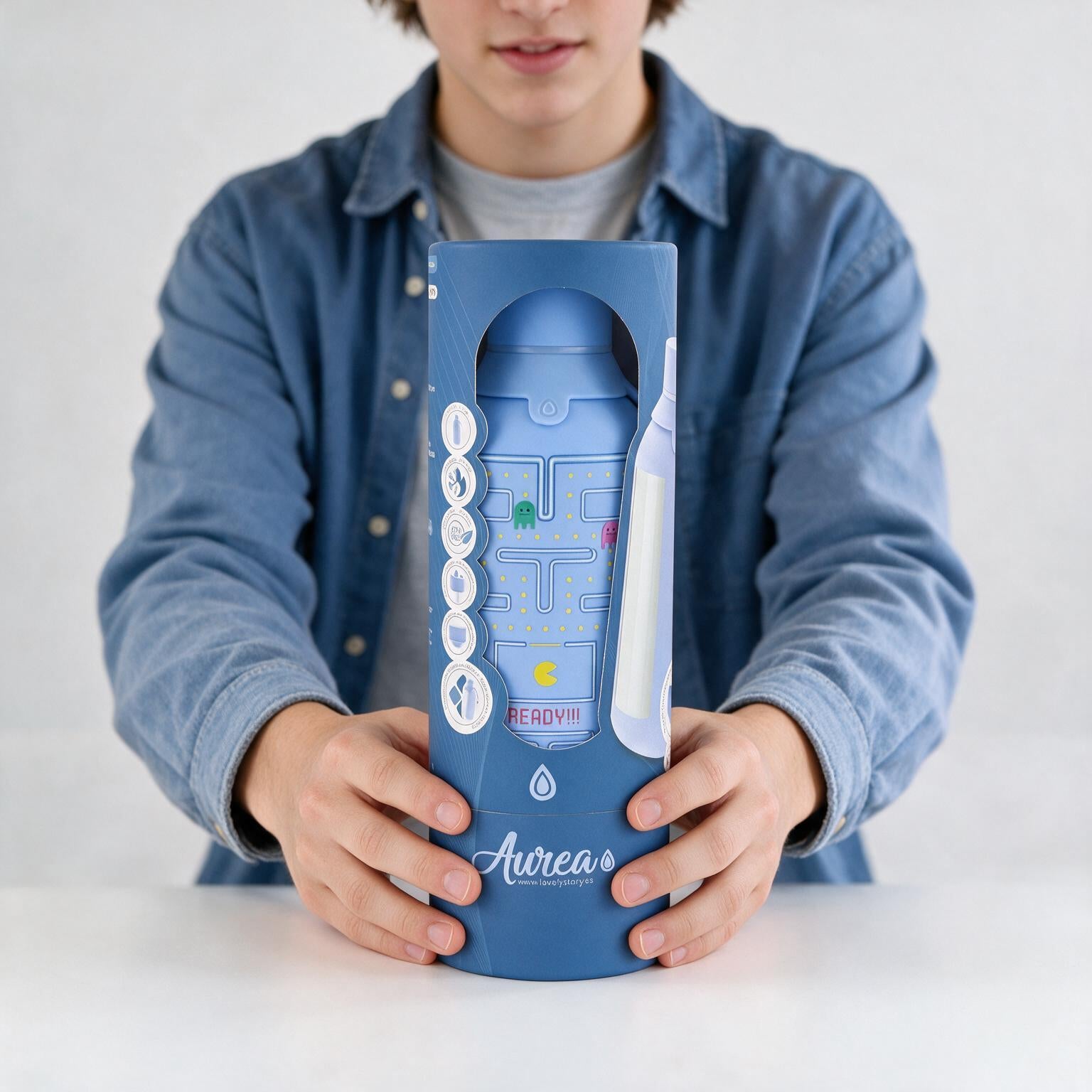 Botella Térmica de Acero Inoxidable con Interior Cerámico y Doble Tapón – Pixel Run | Aurea