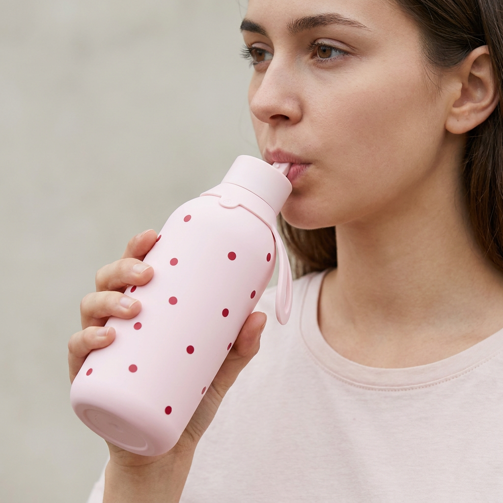 Botella Térmica de Acero Inoxidable con Interior Cerámico y Doble Tapón – Petite Dots | Aurea