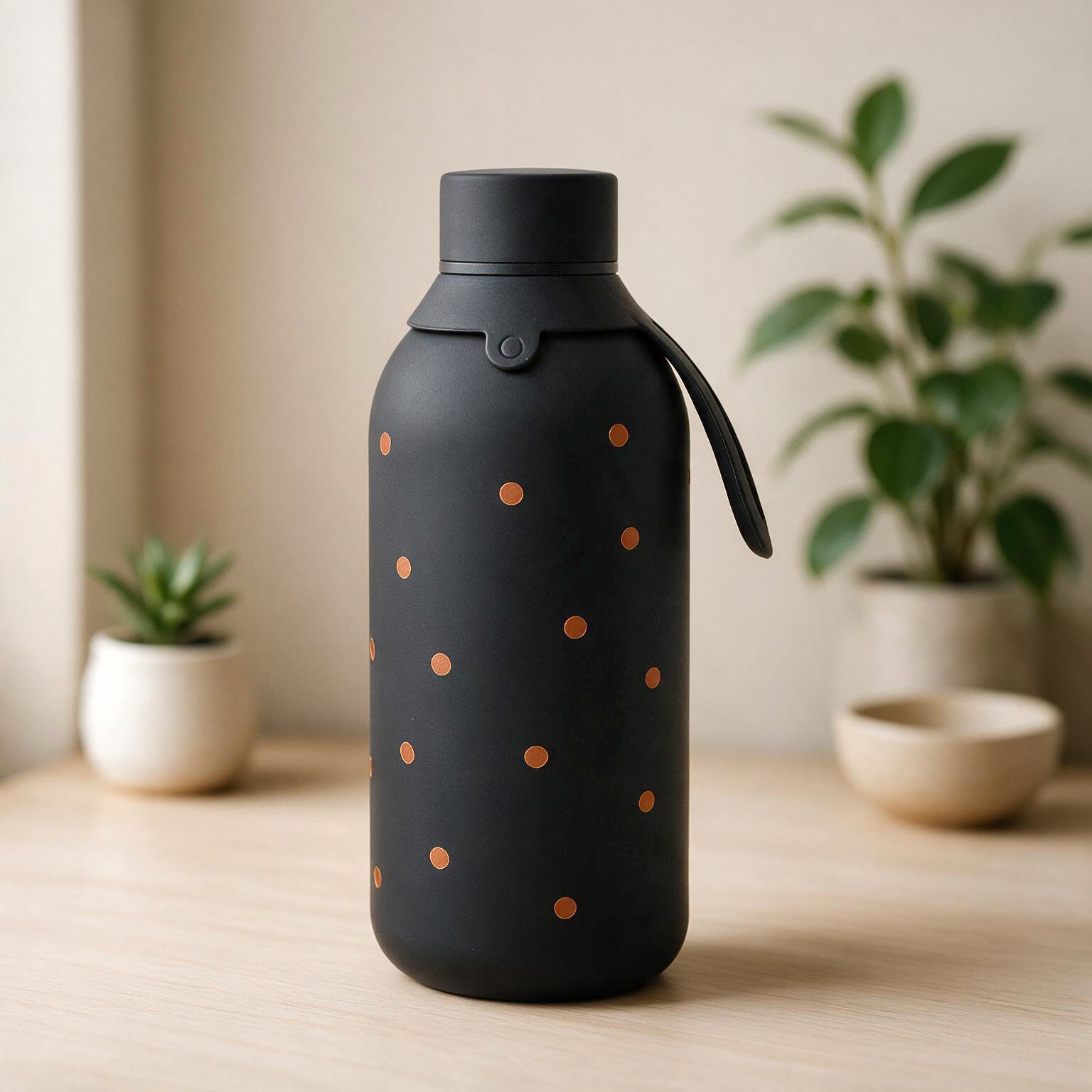 Botella Térmica de Acero Inoxidable con Interior Cerámico y Doble Tapón – Petite Dots | Aurea