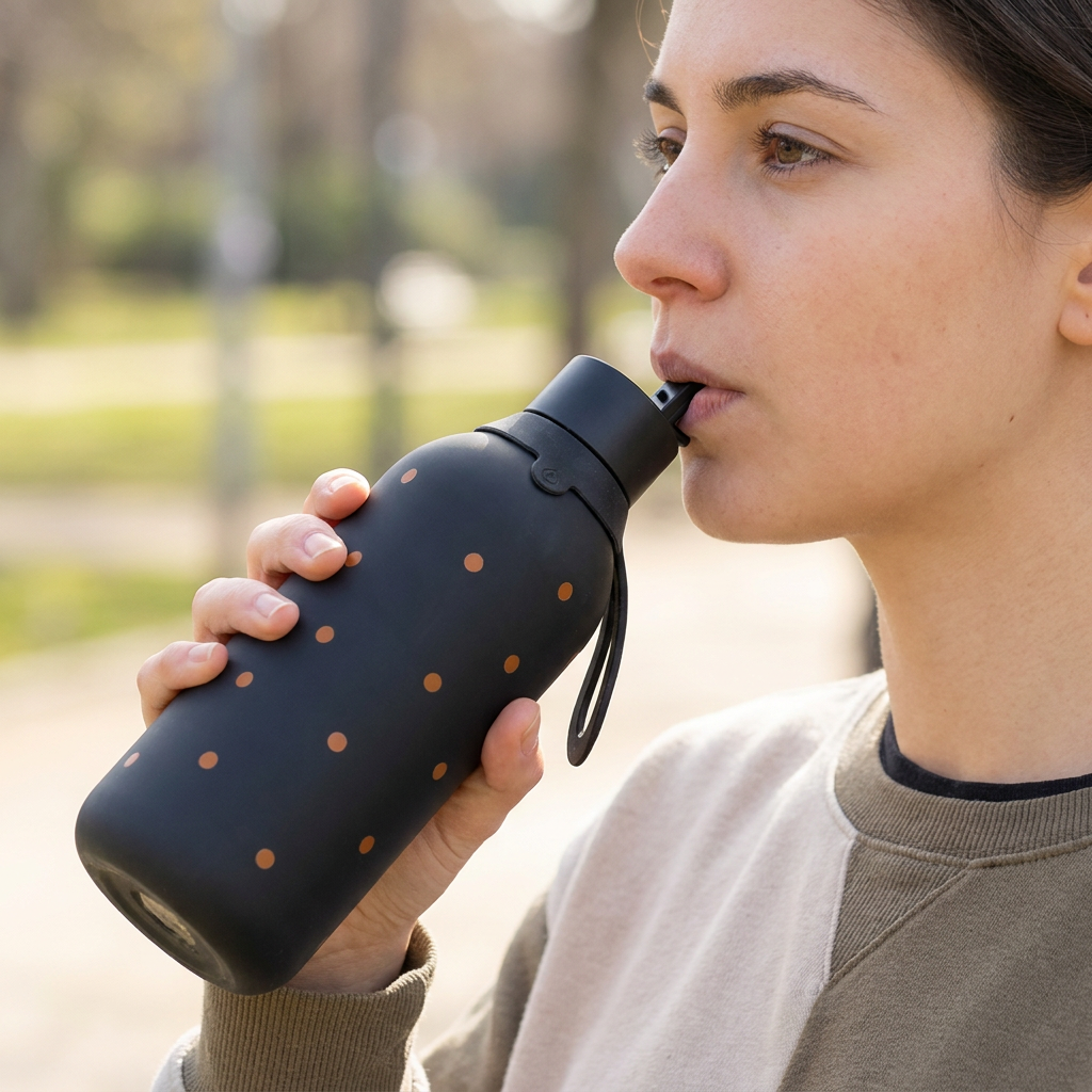 Botella Térmica de Acero Inoxidable con Interior Cerámico y Doble Tapón – Petite Dots | Aurea