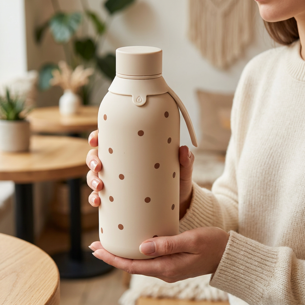 Botella Térmica de Acero Inoxidable con Interior Cerámico y Doble Tapón – Petite Dots | Aurea