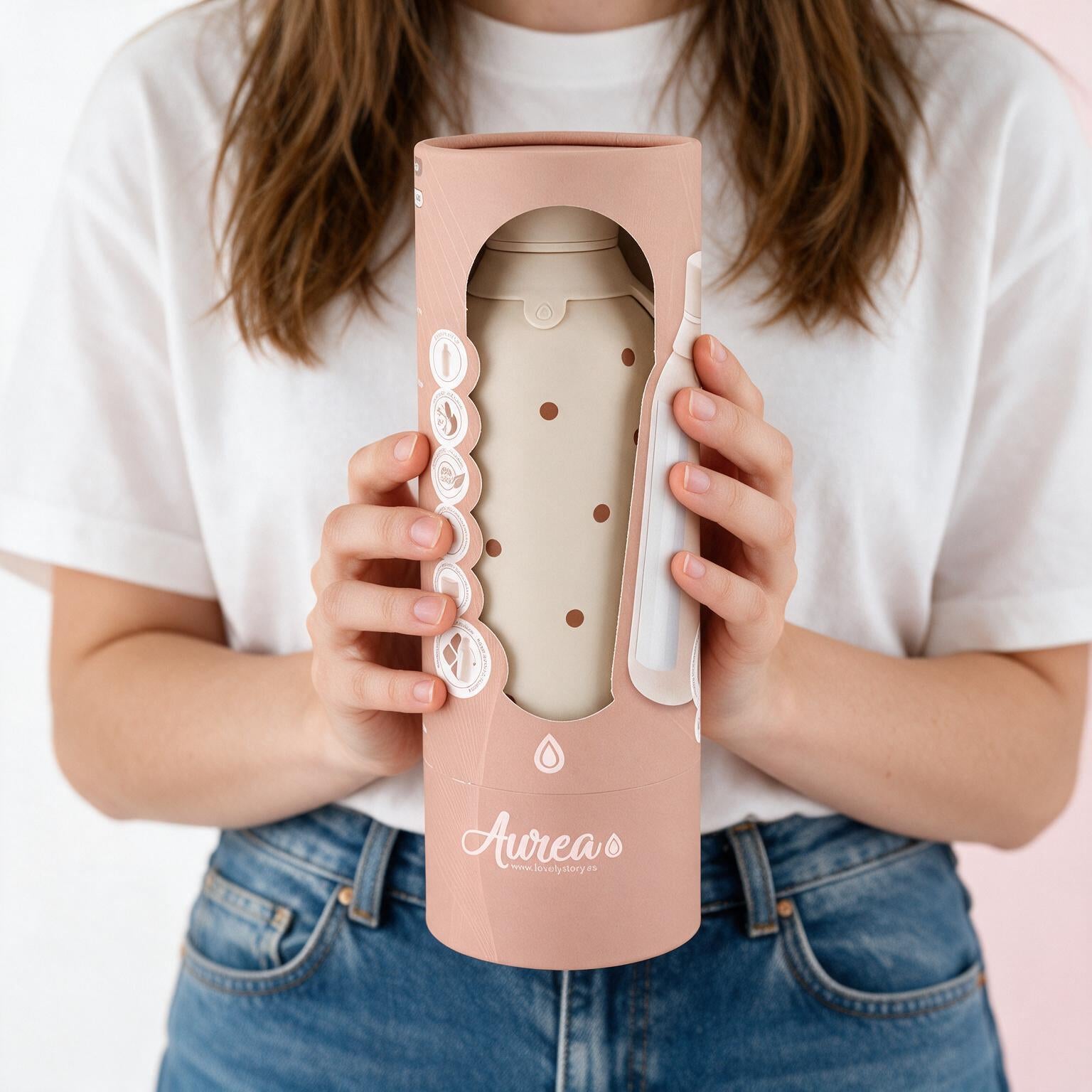 Botella Térmica de Acero Inoxidable con Interior Cerámico y Doble Tapón – Petite Dots | Aurea