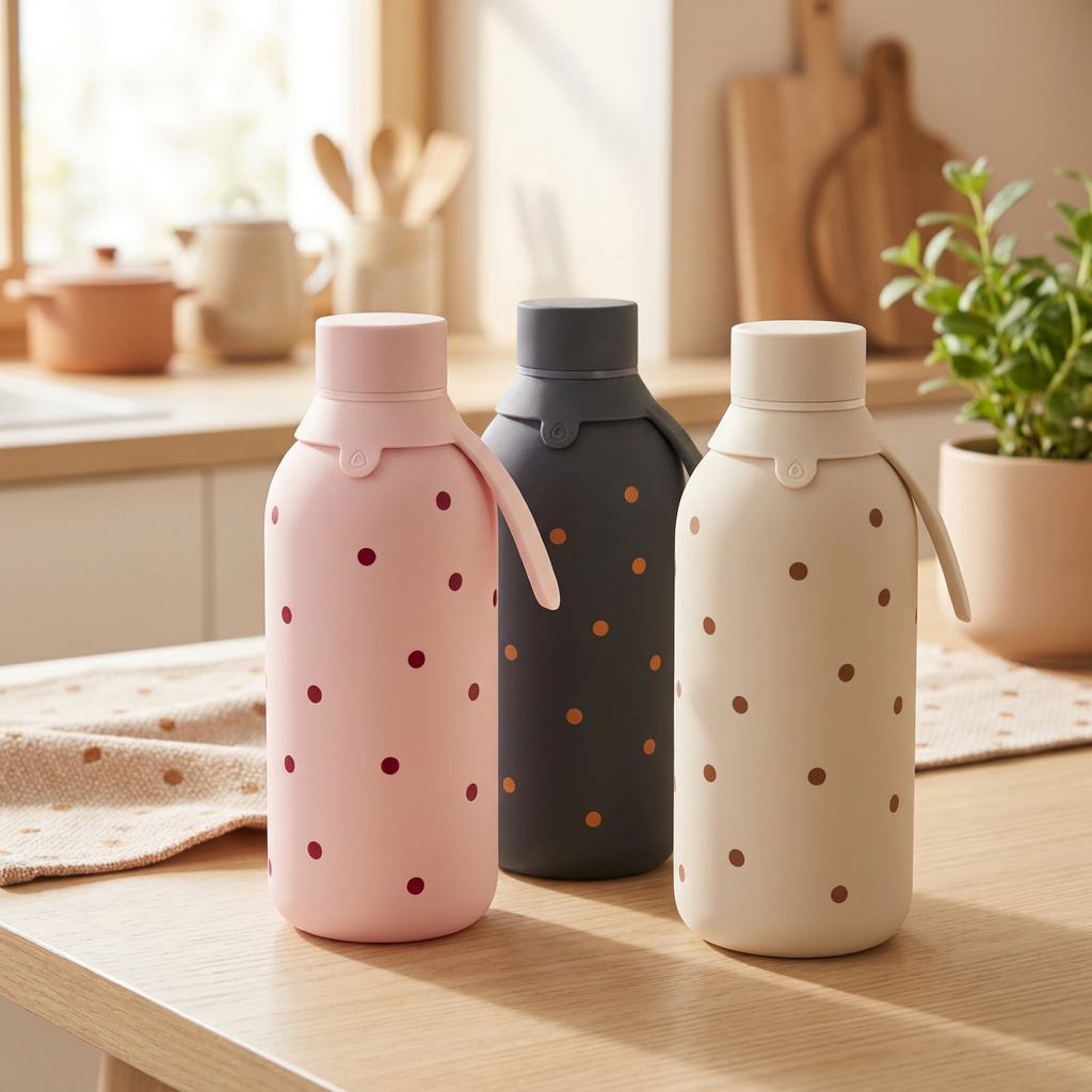 Botella Térmica de Acero Inoxidable con Interior Cerámico y Doble Tapón – Petite Dots | Aurea