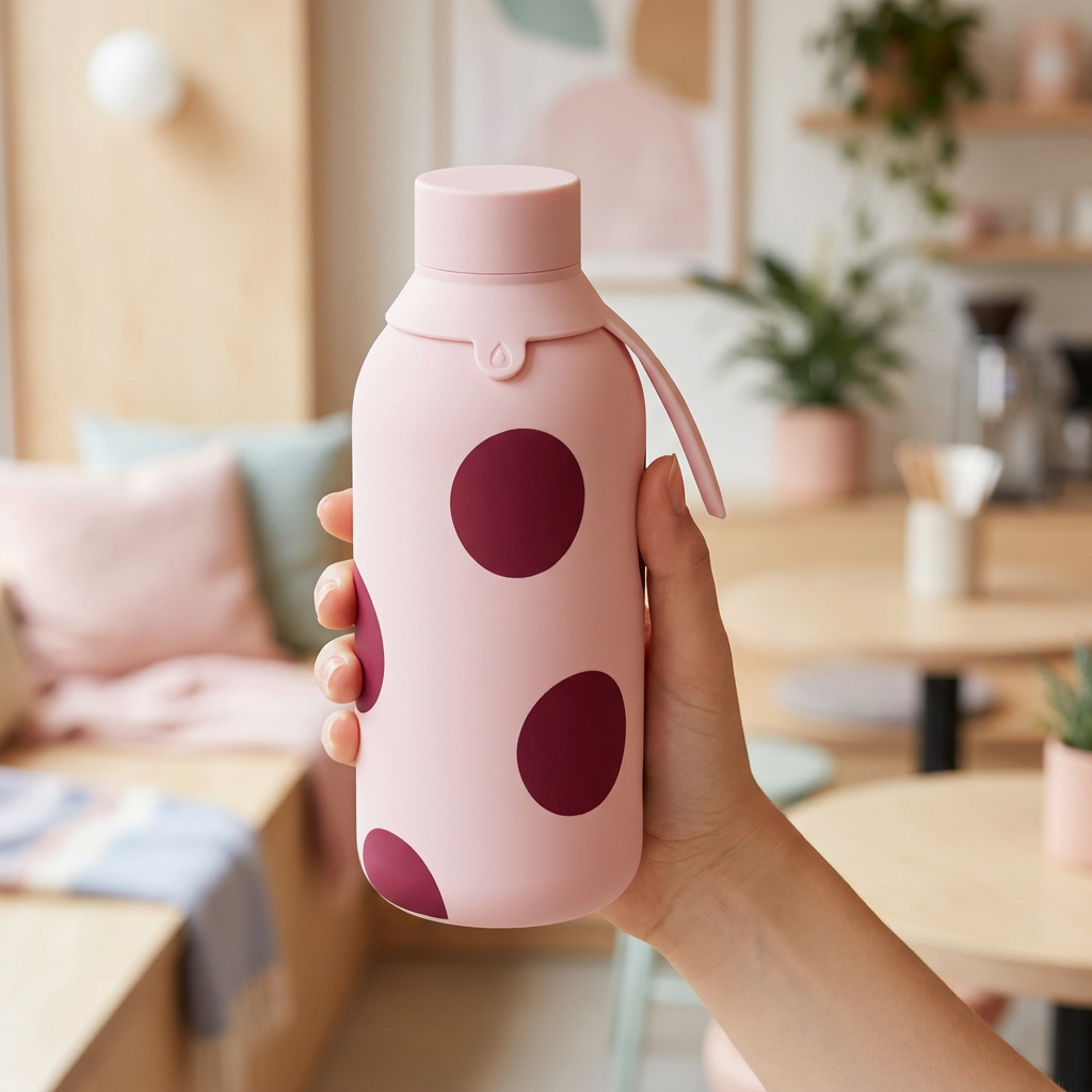 Botella Térmica de Acero Inoxidable con Interior Cerámico y Doble Tapón – Bold Dots | Aurea