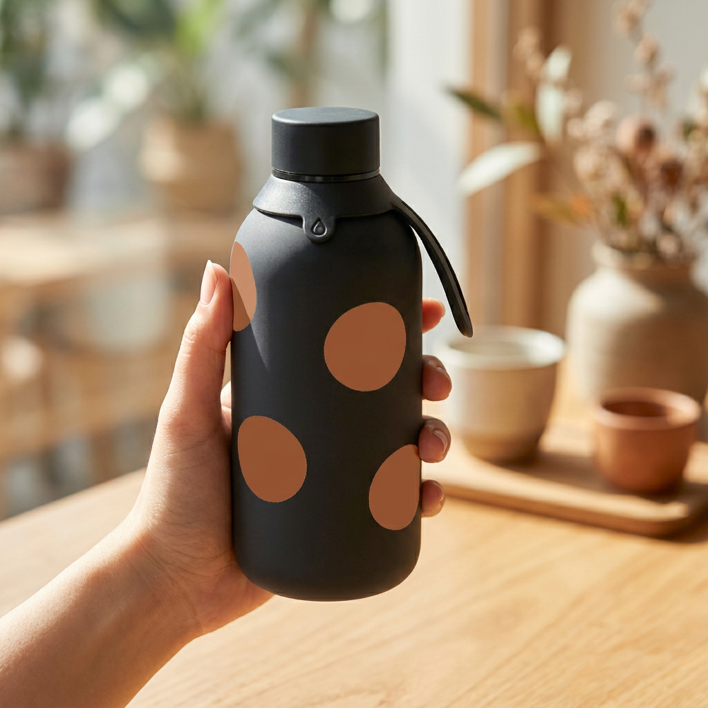 Botella Térmica de Acero Inoxidable con Interior Cerámico y Doble Tapón – Bold Dots | Aurea