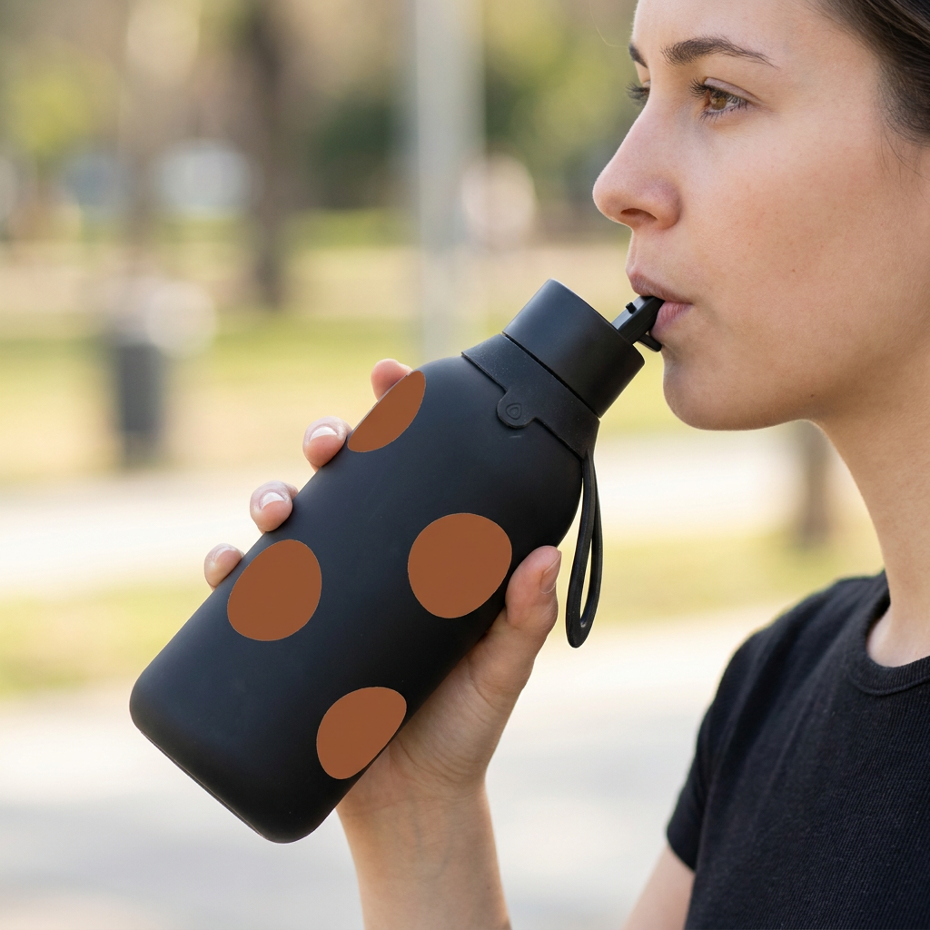 Botella Térmica de Acero Inoxidable con Interior Cerámico y Doble Tapón – Bold Dots | Aurea