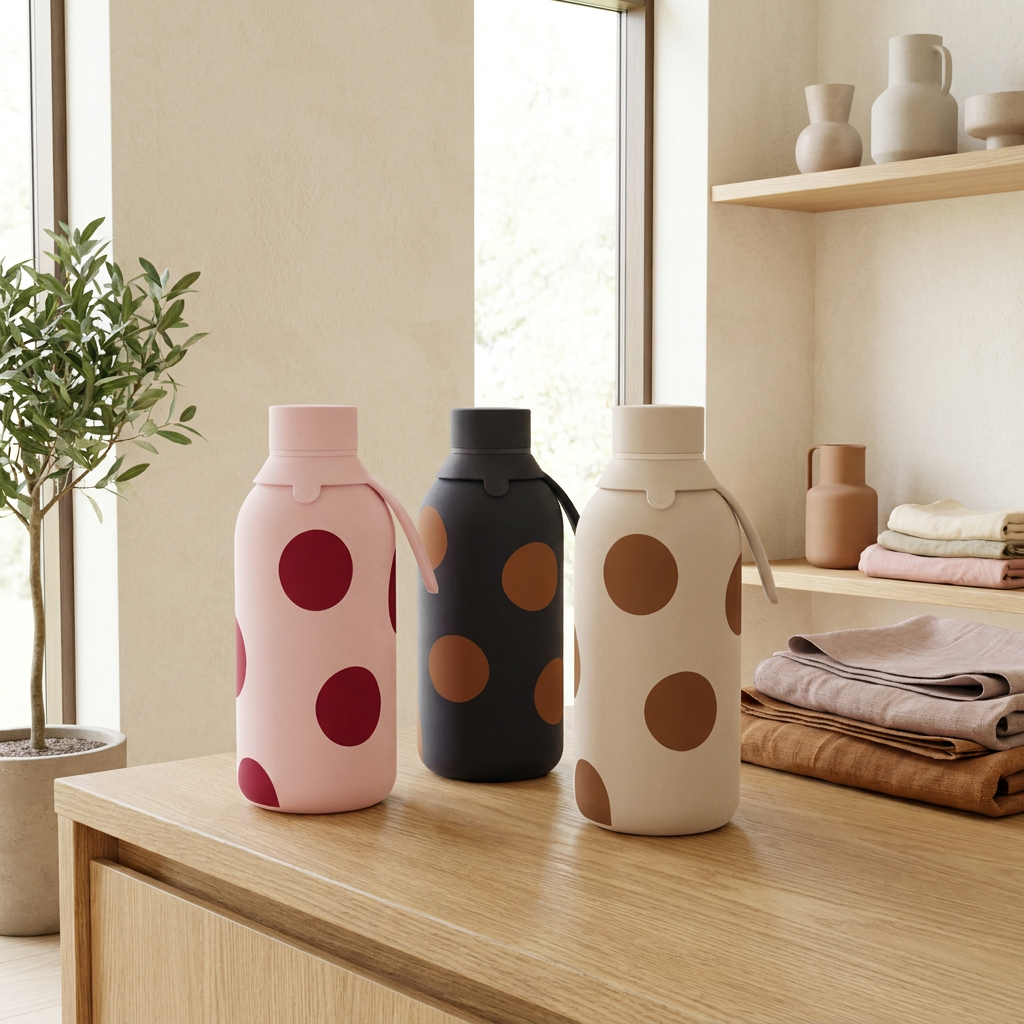 Botella Térmica de Acero Inoxidable con Interior Cerámico y Doble Tapón – Bold Dots | Aurea