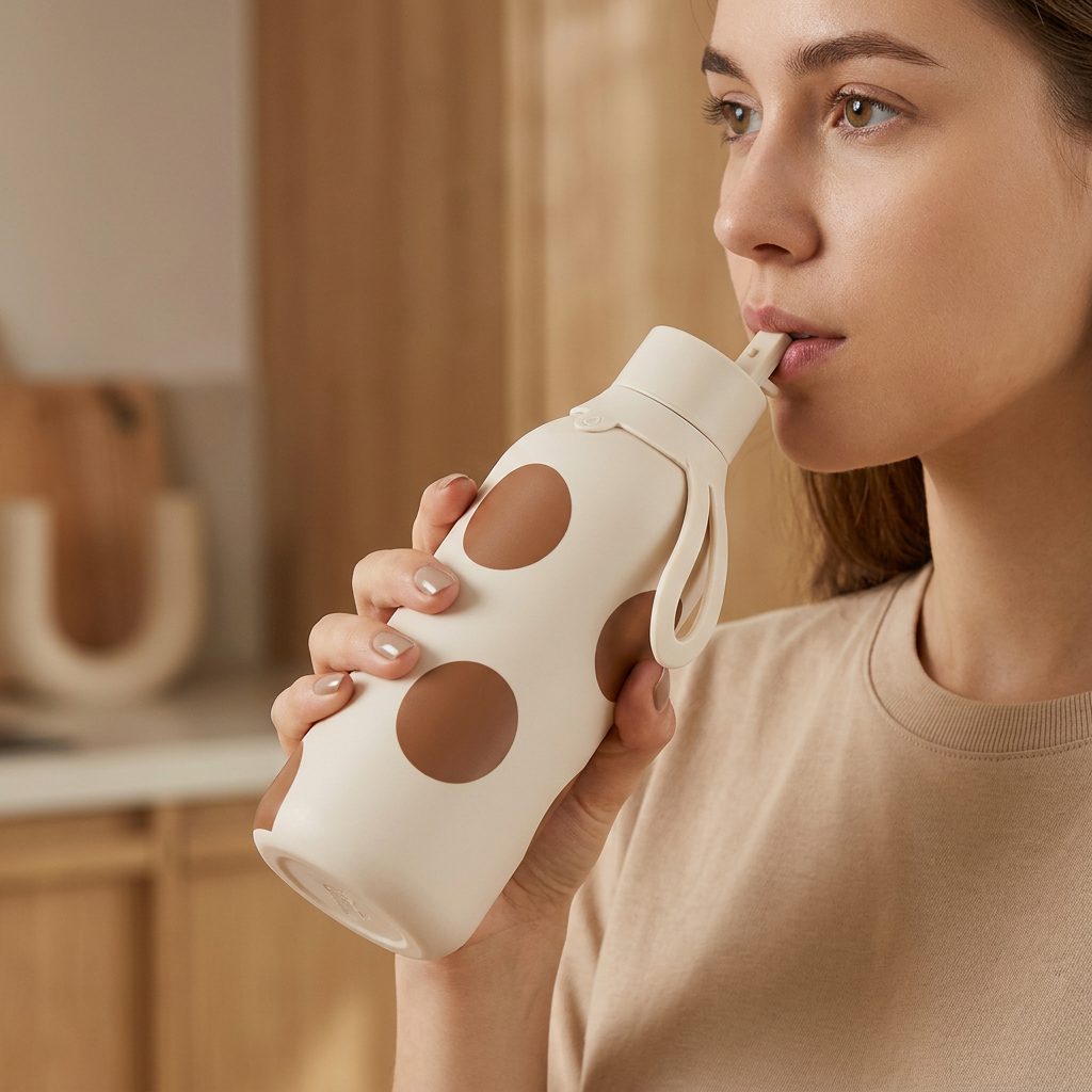 Botella Térmica de Acero Inoxidable con Interior Cerámico y Doble Tapón – Bold Dots | Aurea