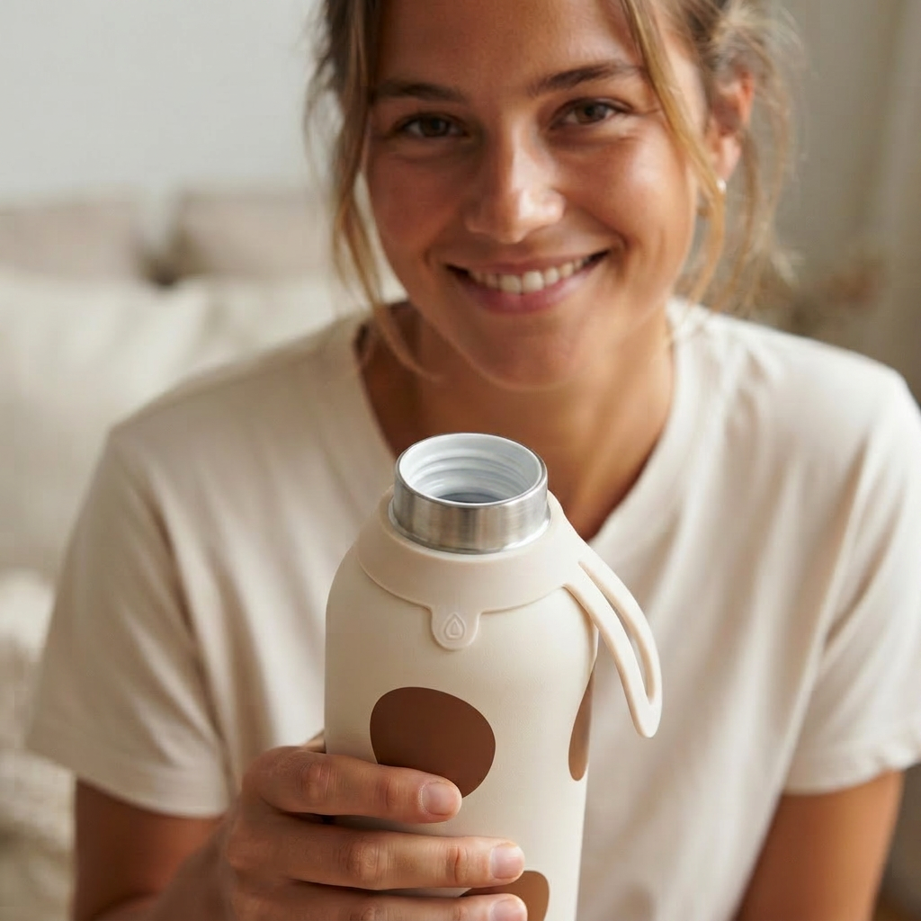 Botella Térmica de Acero Inoxidable con Interior Cerámico y Doble Tapón – Bold Dots | Aurea