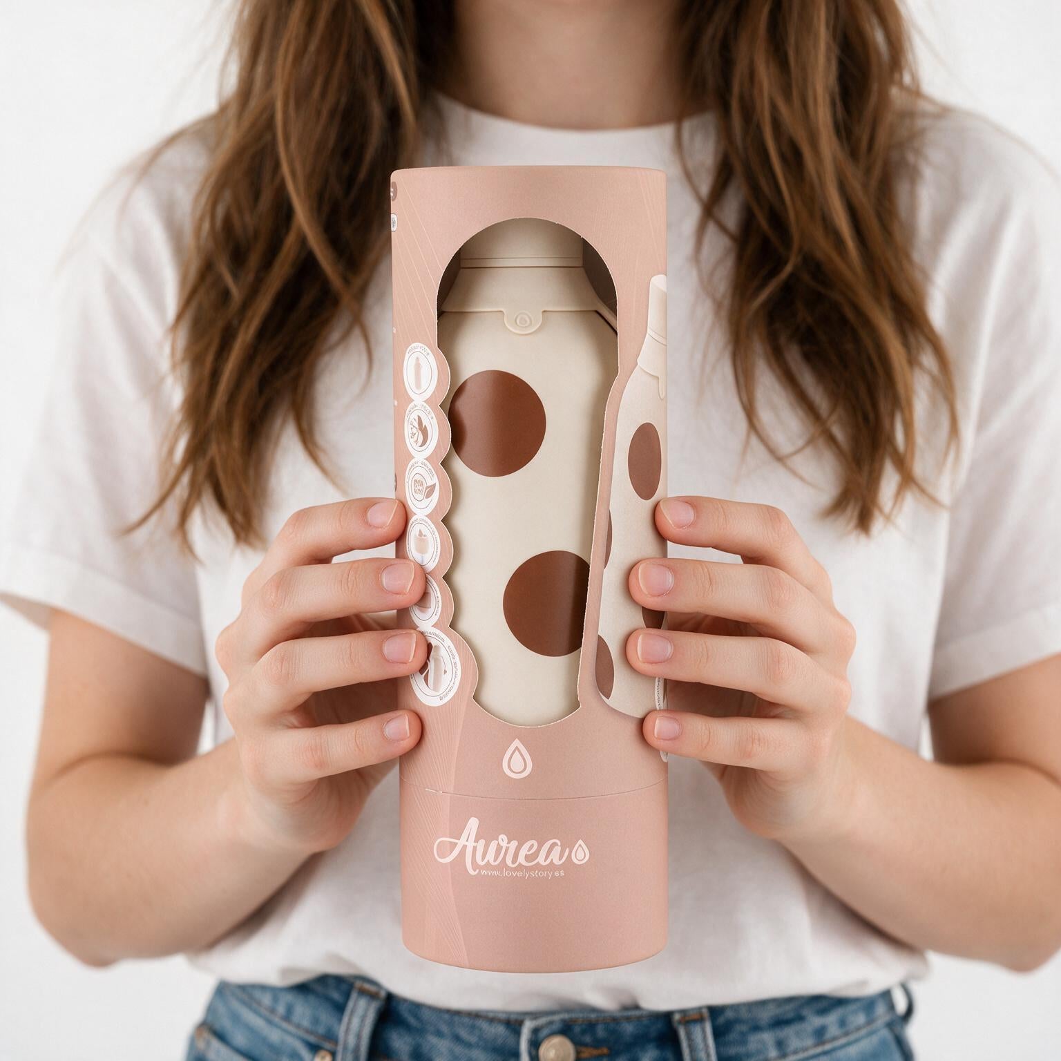 Botella Térmica de Acero Inoxidable con Interior Cerámico y Doble Tapón – Bold Dots | Aurea