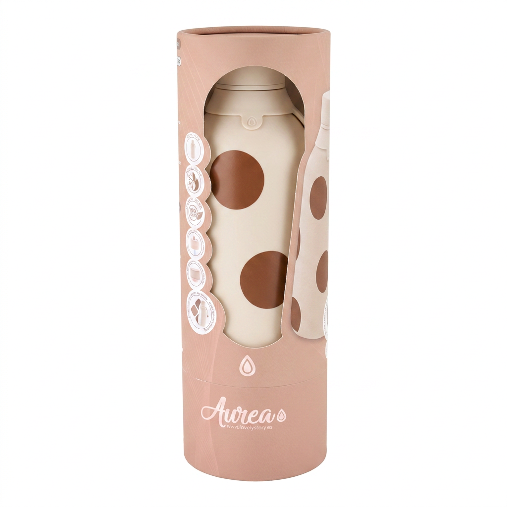 Botella Térmica de Acero Inoxidable con Interior Cerámico y Doble Tapón – Bold Dots | Aurea