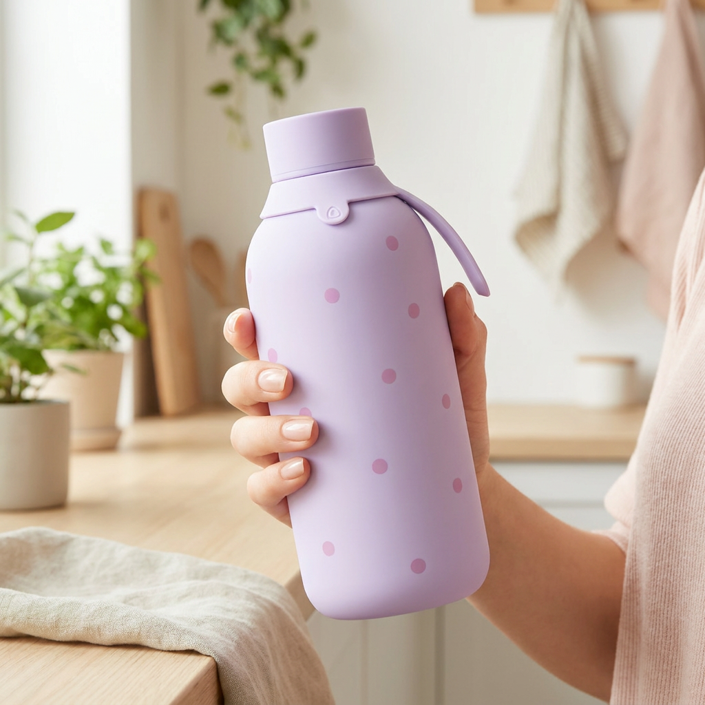 Botella Térmica de Acero Inoxidable con Interior Cerámico y Doble Tapón – Pastel Dots | Aurea