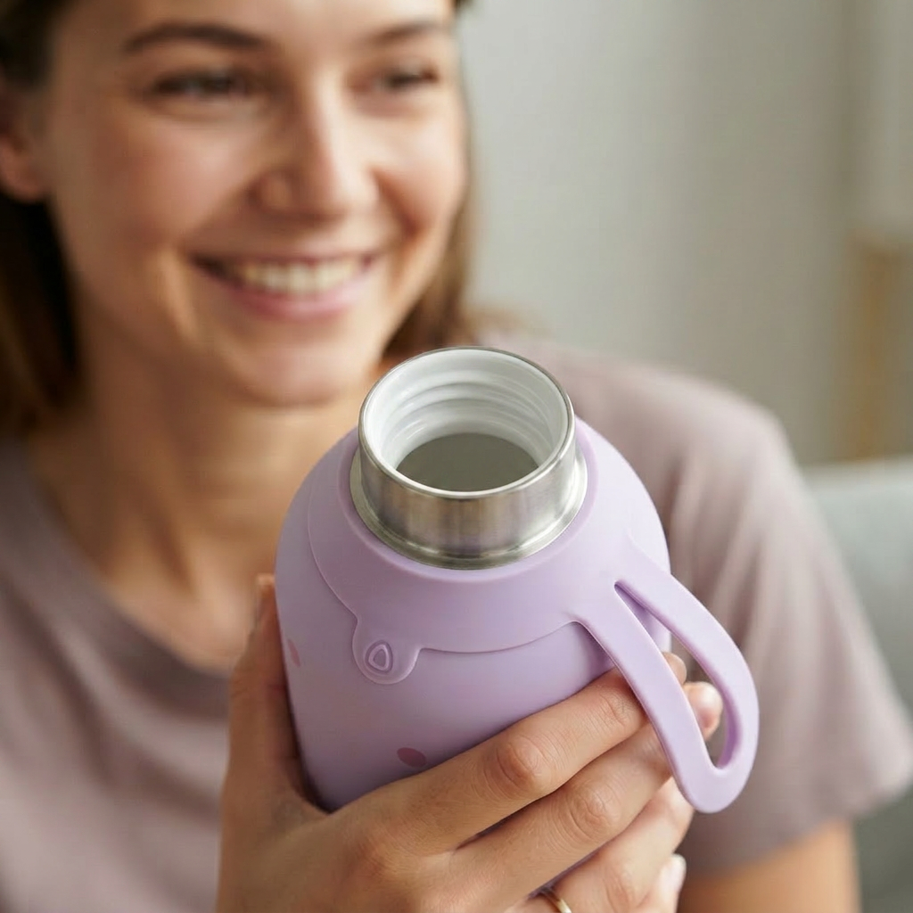 Botella Térmica de Acero Inoxidable con Interior Cerámico y Doble Tapón – Pastel Dots | Aurea