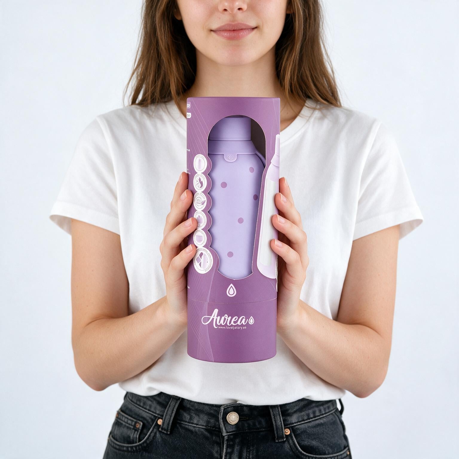 Botella Térmica de Acero Inoxidable con Interior Cerámico y Doble Tapón – Pastel Dots | Aurea