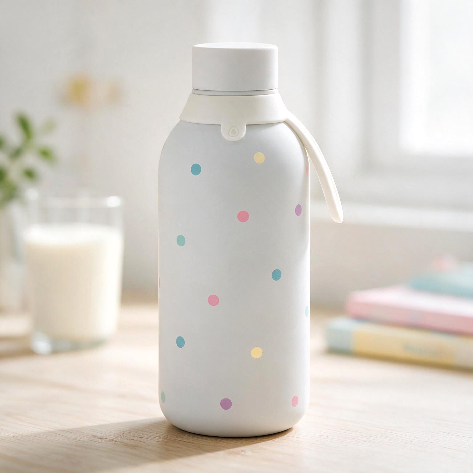 Botella Térmica de Acero Inoxidable con Interior Cerámico y Doble Tapón – Pastel Dots | Aurea